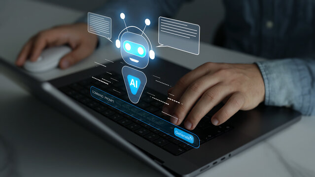 AI chatbot assistant providing instant customer support, answering questions and automating communication. Intelligent digital technology improves business efficiency and user experience.	
