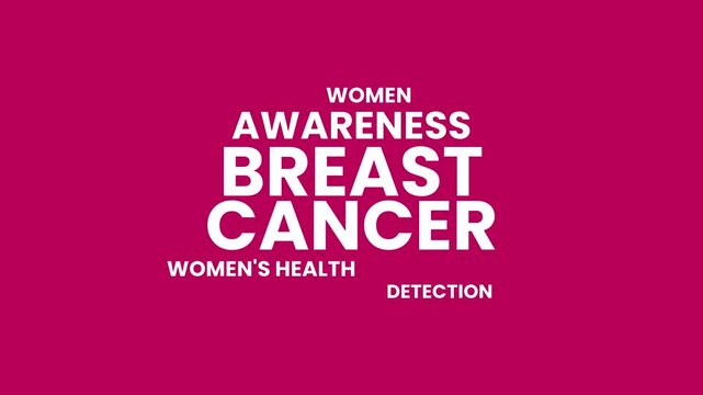 Breast Cancer Awareness Word Cloud Animation Green Screen Kinetic Typography Pink Ribbon Healthcare Motion Graphics 4K