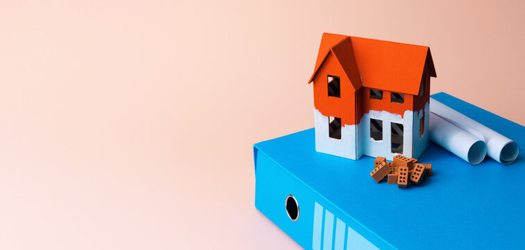 House Model and Construction Documents with Copy Space