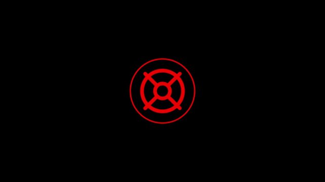 Red Crosshair Target Icon on Black Background for Video Editing, Motion Graphics, Design, Gaming, and Graphic Design Projects