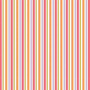 Colorful vertical stripes abstract seamless pattern with trendy pink orange green and purple barcode lines geometric vector background for retro fabric textile wrapping paper texture