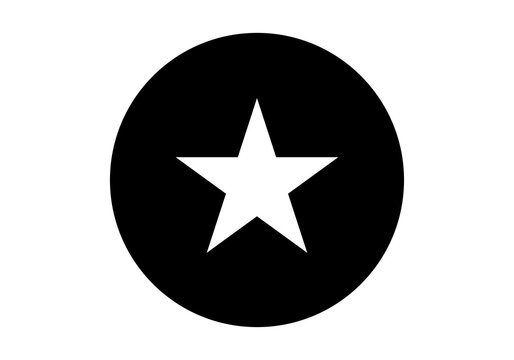 White single star icon inside black round circle transparent background png file type