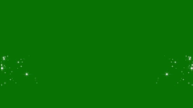 Glowing line wave shape animation, glitter star burst glowing flat vector doodle glitter particle trail animation, glitter line star twinkle glittering, luxury overlay on green background, 4k