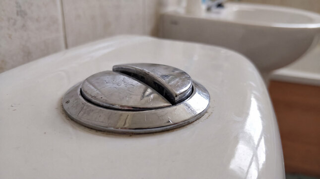 Toilet dual flush mechanism promoting water saving and ecological bathroom habits with ceramic tank