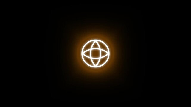 Abstract amber neon global network sphere website icon 4k video with 25 fps