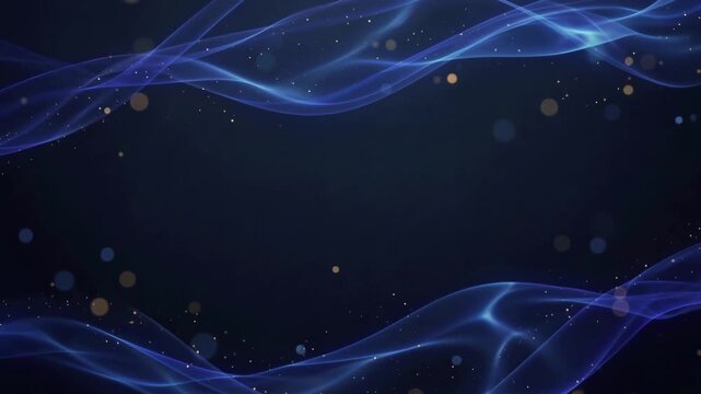 Dynamic Blue Wavy Lines and Shimmering Particles Motion Background