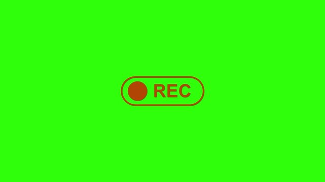 Neon Red Digital Recording REC Sign Indicator Overlay Loop on green background.