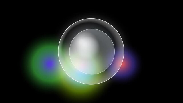 Abstract motion background with colorful light leaks and two transparent circles moving fluidly.