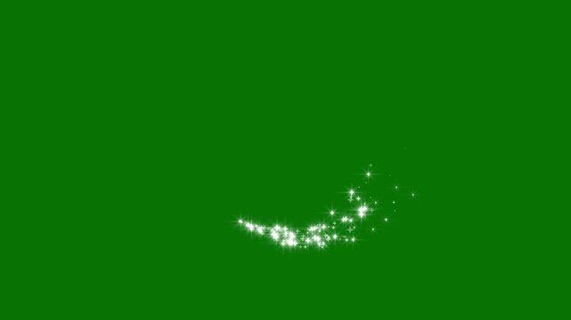  Luxury white glitter sparkle animation, magical fairy dust trail, twinkling star particles, shimmering light bursts, glowing star line effect, sparkling doodle stars on green screen,