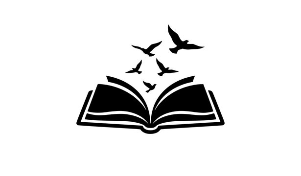 Open book with birds flying from its pages representing freedom and knowledge