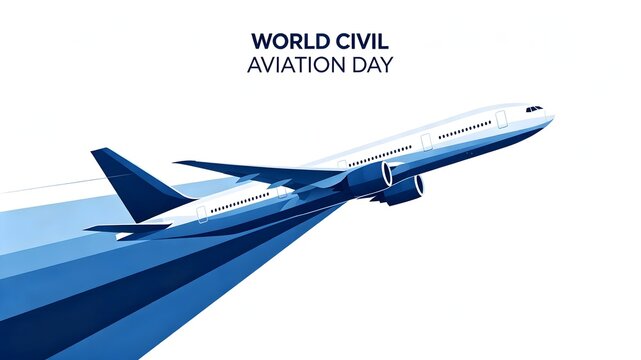 World Civil Aviation Day Concept with Flying Airplane Banner