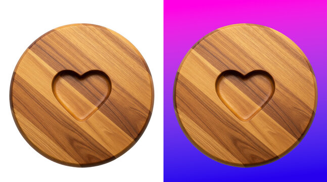 Wooden heart-shaped coasters with carved design