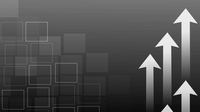 Abstract background with rising arrows and square patterns, symbolizing growth progress success and business increase animation
