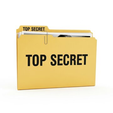 Top secret yellow folder with label