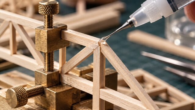 Applying Micro PVA Glue Bead to Basswood Cantilever Truss Joint