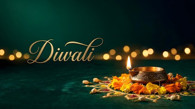 Festive diwali celebration with lights and traditional offerings on display