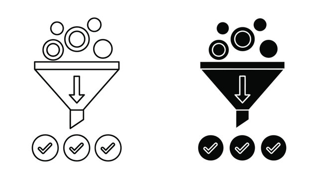 Business funnel with filter process vector icon isolated on white background design