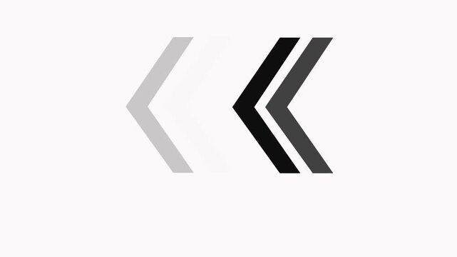 Minimalist graphic featuring rows of chevrons pointing left against a white background