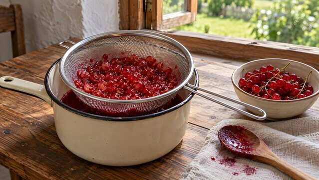 Making Redcurrant Juice in an Old Polish Cottage Kitchen