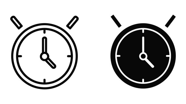 Stopwatch timer clock face vector icon set isolated on white background for productivity