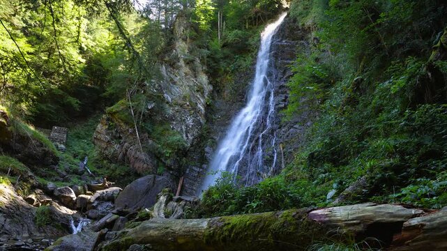 Cascade du C&oelig;ur waterfall in Lys Valley, French Pyrenees, France