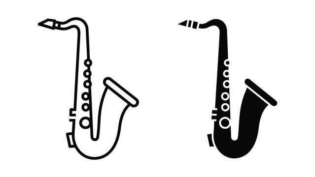 Musical instrument saxophone icon set for jazz music and performance vector illustration