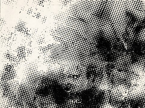 Heavy black and white distressed halftone texture overlay