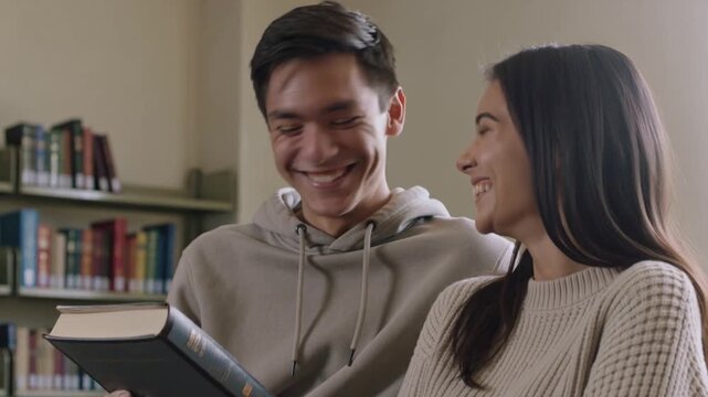 Close up portrait of man and women students exchanging different books. Literature sharing between people. Give a friend to read as present. Person borrow textbook, swap of knowledge