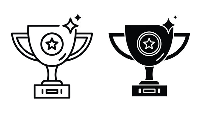 Trophy cup with star award icon vector illustration on transparent background isolated