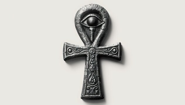 Ornate ankh with engraved eye of horus  
