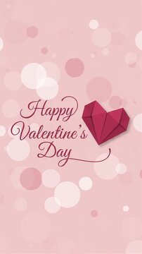 Happy Valentine's Day greeting with low poly red heart motion graphic, ai generated