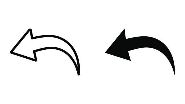 Curved arrow pointing left for undo action or return navigation user interface button