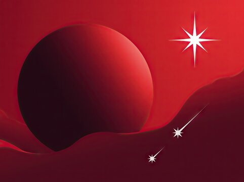 Red planet glowing beside bright comet star