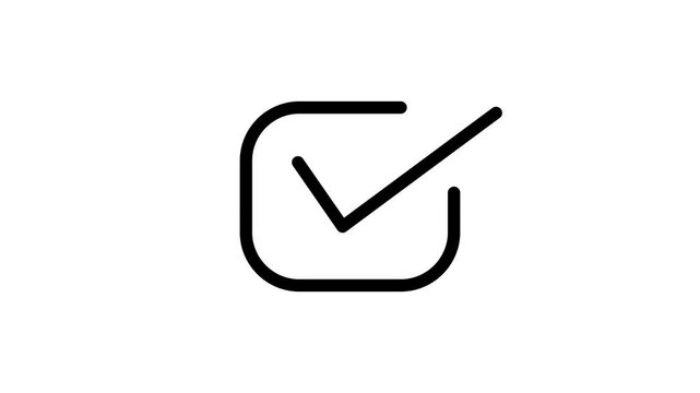 Minimalist Animated Check Mark Icon in Rounded Square Box Loading Effect on white Background for Success Approved Completed Task Verified Progress Accept Status Dashboard Interface UI Motion Graphic.