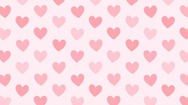 Seamless pink hearts pattern background for Valentine's Day, romantic love texture ideal for greeting cards, wedding invitations and social media graphics, with copy space