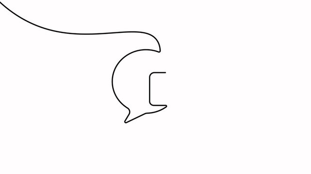 Lock chat bubble line art continuously draws a minimal padlock and speech bubble icon. Seamless loop 4K animation.