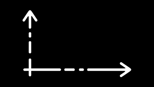 2D animation of stylized graph axes drawing on. Minimalist vector style coordinate system template with transparent background for business presentations, science and infographics.