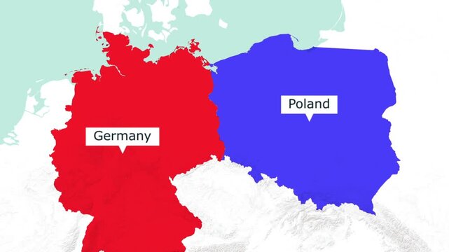 Map visualization showing germany and poland as neighboring countries with geography