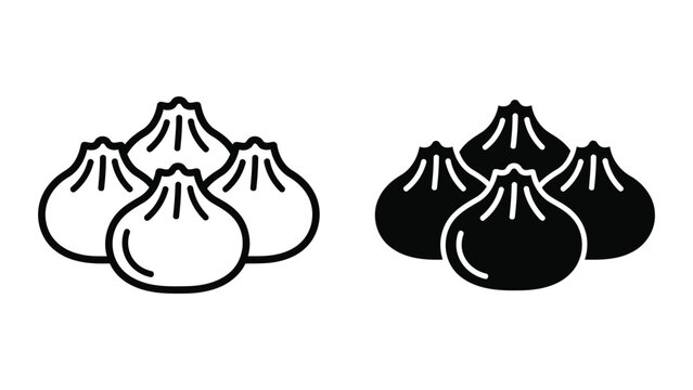 Delicious dumpling food icon set isolated on white background flat vector illustration