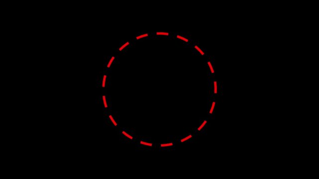 Red circle dashed line loader spinning loop animation on black background