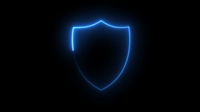 Bright neon security neon frame with tones on isolated Shield neon icon. security symbol with neon line transparent background