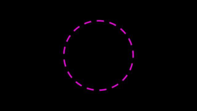 Purple circle dashed line loader spinning loop animation on black background