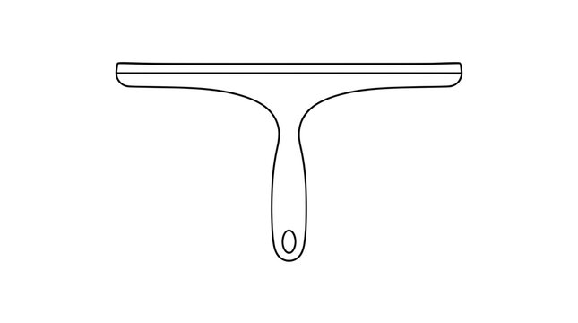 Curved Bathroom Shower Glass Squeegee Hand-Drawn Vector Icon Outline Illustration on White Background - professional high resolution commercial stock photography with detailed commercial stock