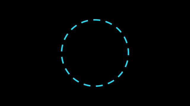 Blue light circle dashed line loader spinning loop animation on black background