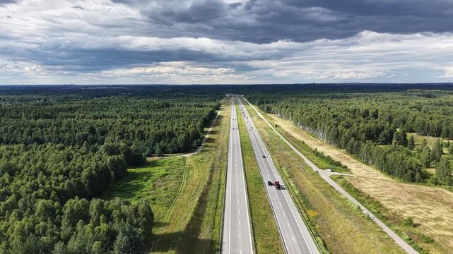Motorway traffic and transportation infrastructure from above