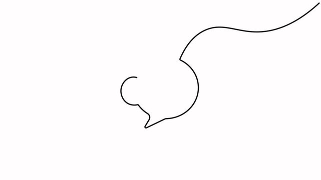 Key chat bubble line art continuously draws a minimal speech bubble and key icon on a white background. Seamless loop 4 K animation.