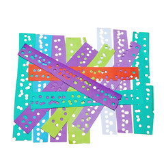 Fototapeta premium Colorful paper strips with punched holes on white background isolated on a transparent background