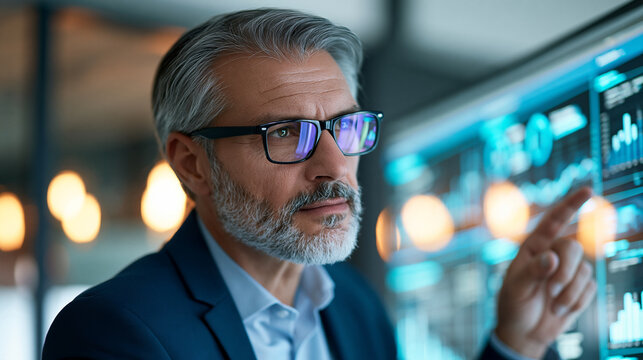 Business professional analyzing customer lifetime value and revenue metrics on a digital dashboard, customer analytics, profitability, marketing strategy, business intelligence,