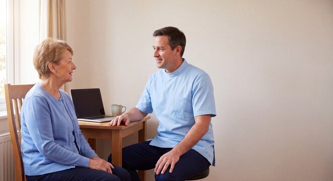 Dentist Discussing Care and Treatment Plan with Senior Patient