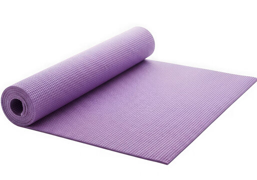 Purple yoga mat rolled up